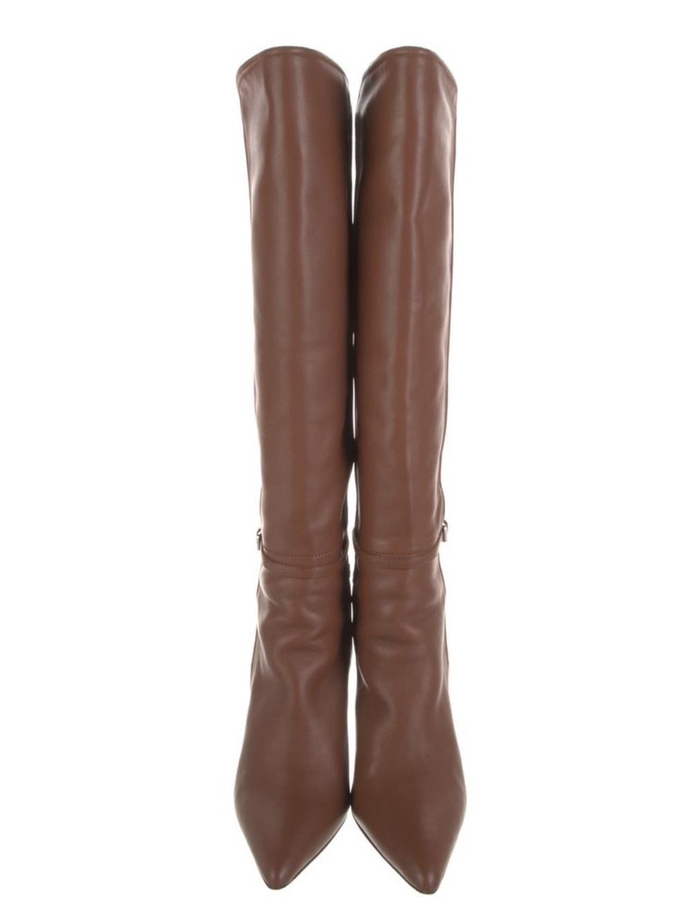 REISS Caitlin Tall Pointed Toe Brown Leather Knee High Boots buckle wrap size 8 - Picture 6 of 8